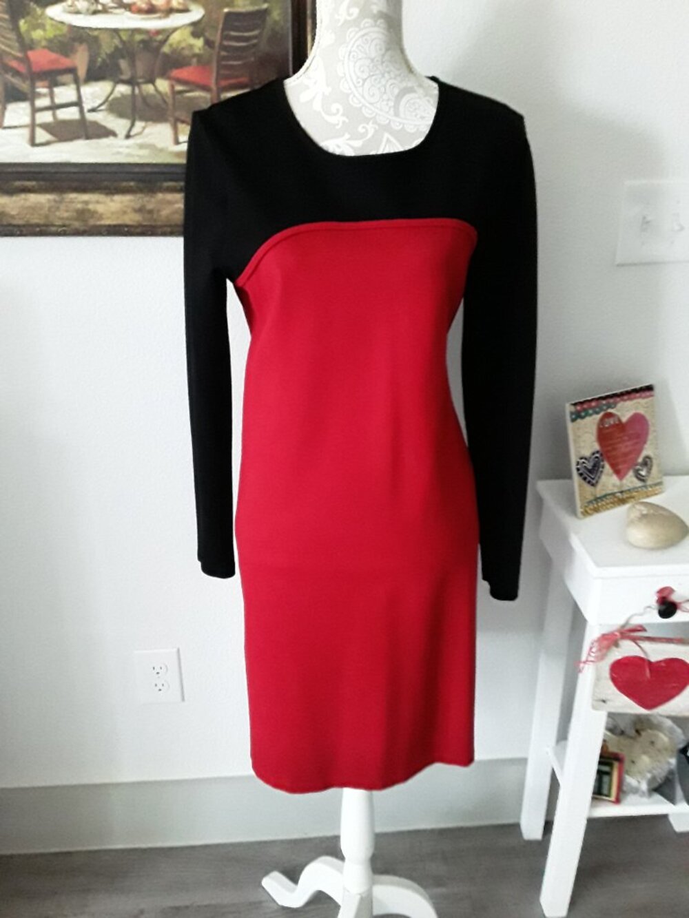 Society lovely red and black sheath midi dress size L